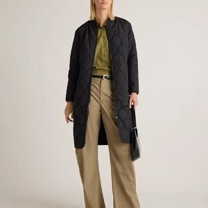 Quince Featherless Quilted Long Black Puffer Coat Medium NWT